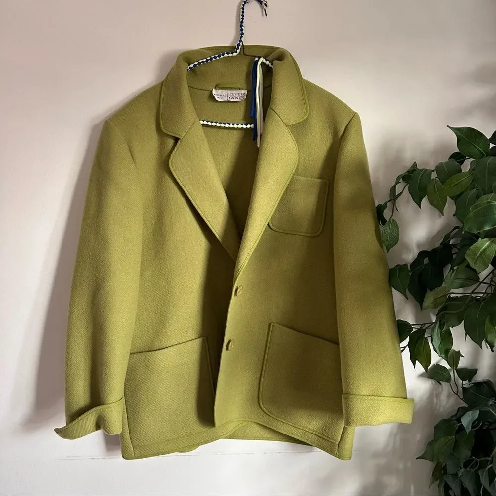 Vintage Designer Wool Green Weinberg paris Auckie Sanft Oversized Blazer jacket - Picture 5 of 8